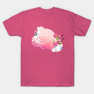 Floral buterfly roses T-Shirt